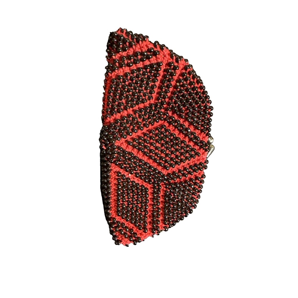 Black & Red Vintage beaded coin purse Excellent Condition